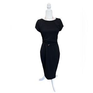EXPRESS Belted seamed sheath dress Black Size Small Petite